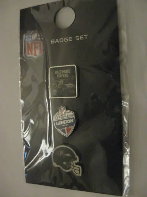 2017 Nfl London Baltimore Ravens American Football Set Of 3 Metal Pin Badges