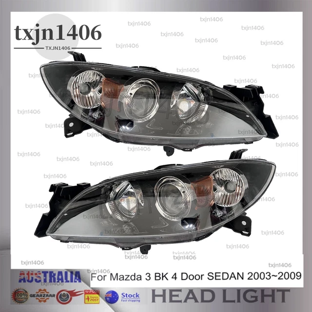 thumbnail image 2 of Pair Left + Right Headlights For Mazda 3 BK 4-Door Sedan (2003-2009) - Aftermarket OEM Replacement 2 of 3