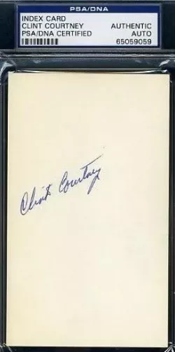 Clint Courtney Psa/dna Signed 3x5 Index Card Autograph Authentic