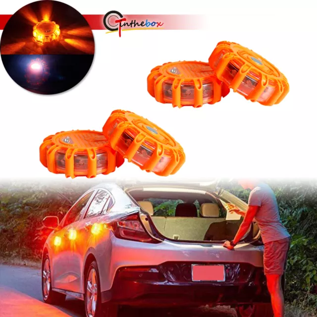 4X Magnetic Road LED Emergency Beacon Roadside SOS Flare Safety Strobe Lights US