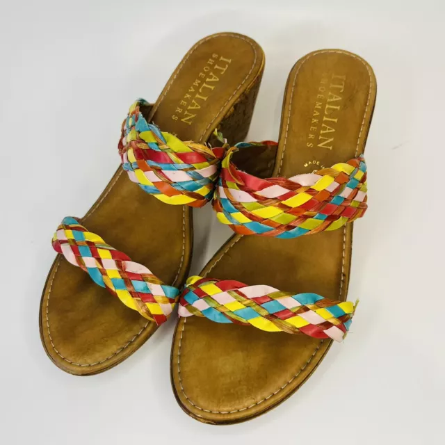 Italian Shoe Makers Womens Size 8.5 Colorful Made In Italy Wedge Sandals Shoes
