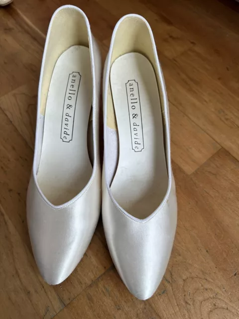 1980s Anello & Davide Vintage Bridal/Wedding Cream Leather Shoes/ UK6.5