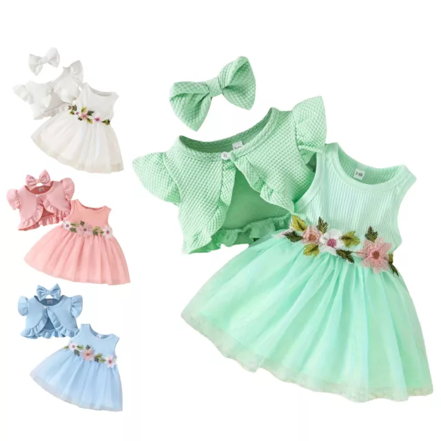 Baby Mädchen Kleid und Cardigan Sets 2pcs Baby Floral ärmellos Tutu Kleid