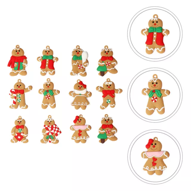 12 Pcs Weiches Gummi Lebkuchen Mann Anhänger Figurenschmuck Aus Ton