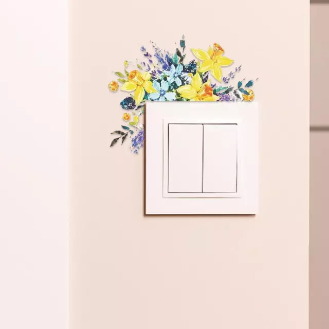 Long Lasting Wall Mural Flower Switch Wall Decorative GX Self-adhesive U4B1