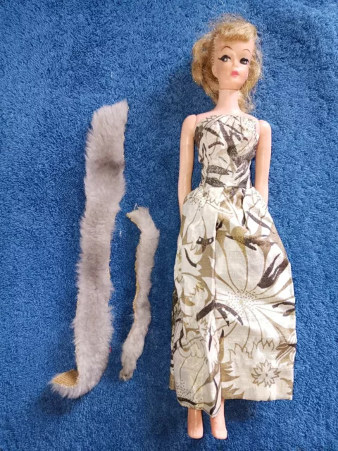 Vtg 1960s Barbie NO Doll Homemade Gown Faux Furs Outfit Dress Lot 3