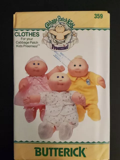 Vintage Cabbage Patch Kids PREEMIES Clothes Butterick 359 NEW UNUSED & UNCUT