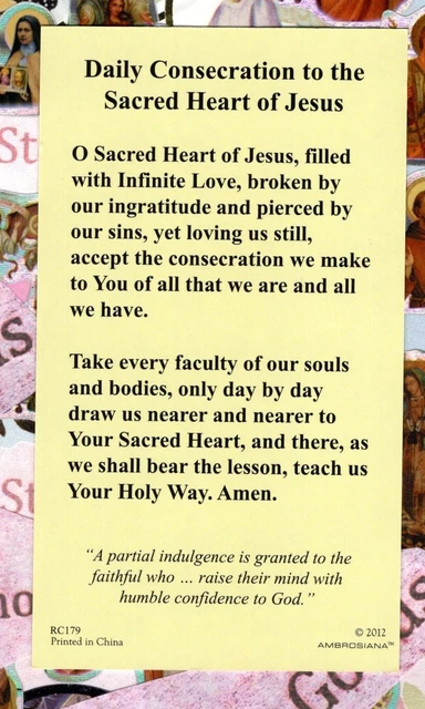 DAILY CONSECRATION TO the Sacred Heart of Jesus - Paperstock Holy Card ...
