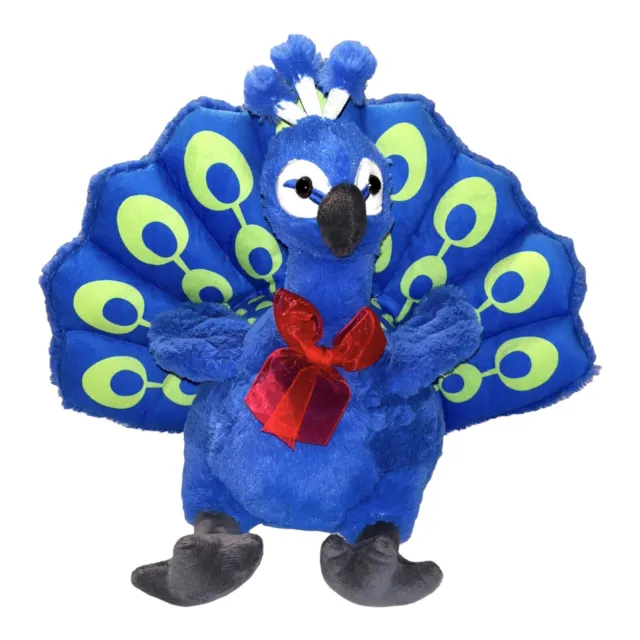 Peacock Plush Stuffed Animal Bird Toy Blue Green Red Bow Lovey Turkey 13”