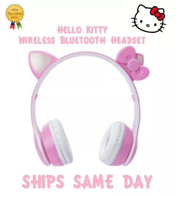 Official Sanrio Hello Kitty Wireless Light Up RGB Headphones w Mic Bluetooth NEW