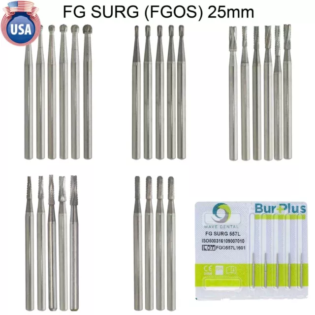 Wave Dental Surgical Length Bur Round Long 4 557 702 25mm Carbide For High Speed