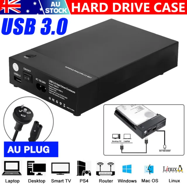 3.5 inch LED USB 3.0 to SATA Hard Drive Case Disk External Enclosure SSD HDD Box