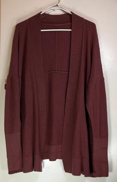 Lululemon Cashlu Drop-Shoulder Knit Wrap Smokey Red Cardigan Estimate Size Large