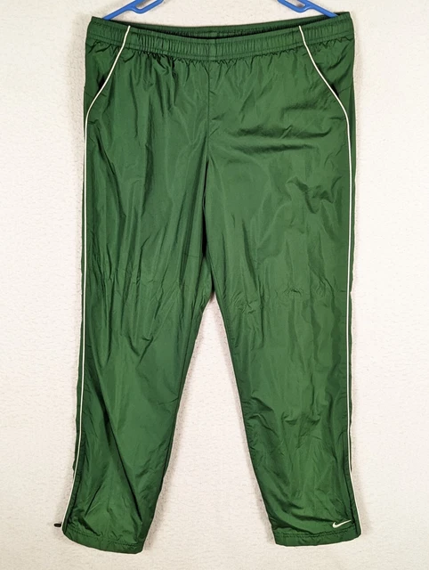 NIKE TEAM Vtg Y2K Green Track Wind Pants Joggers Youth? Large Men's Medium 32x28