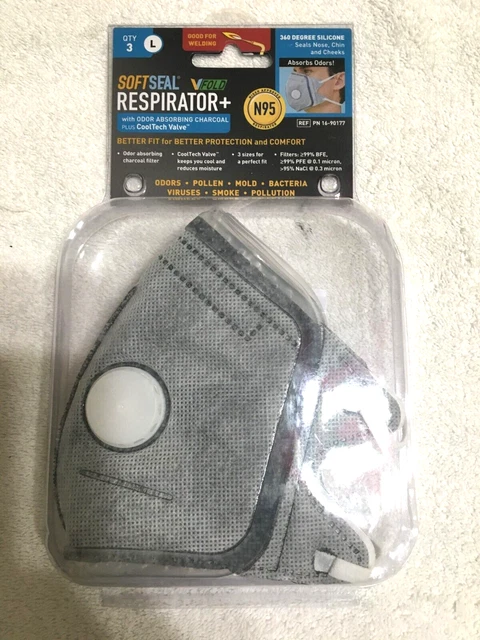 Soft Seal Large 360-Degree Silicone Seal 3D Respirator With Valve (3-Pack)