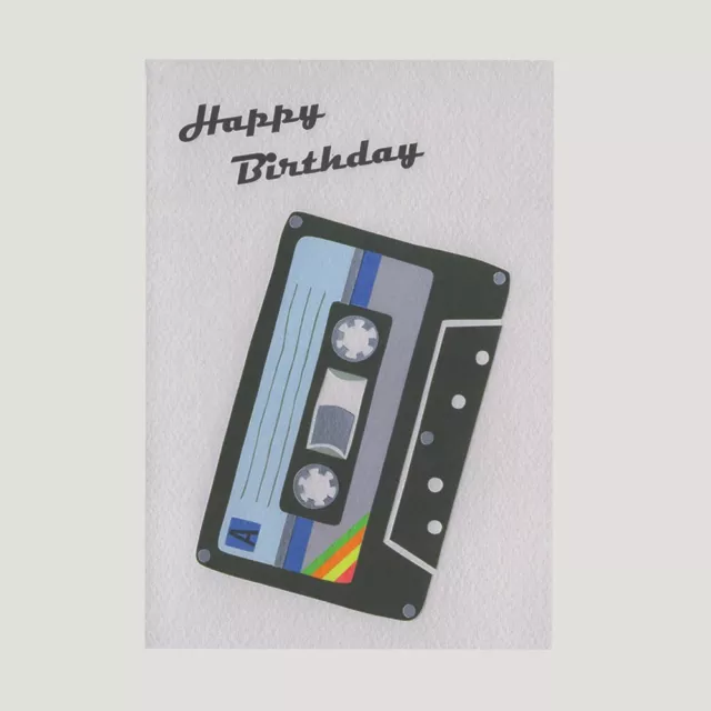 Birthday Card Retro Cassette Tape 1970s 1980s Old Skool Vintage Style Music Love