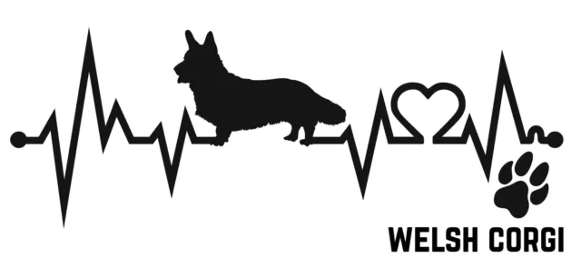 Autoaufkleber / Sticker /  Innen und Außen Hund Herzschlag Welsh Corgi 01