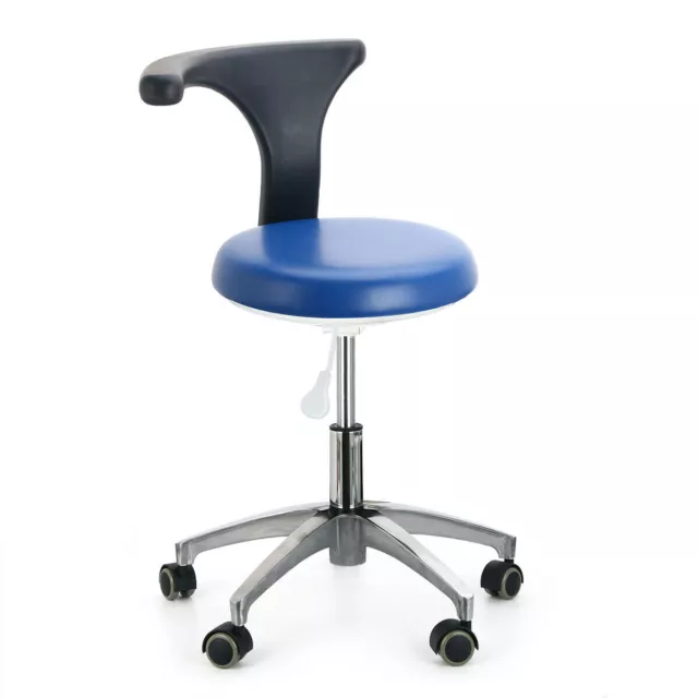 Lab Medical Assistant Stools Adjustable Mobile Chair PU Hard Leather Color Blue