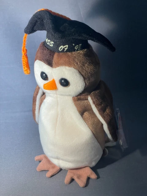 Ty Beanie Babies "Class Of 1998" Wise The Owl With Tag Protector!