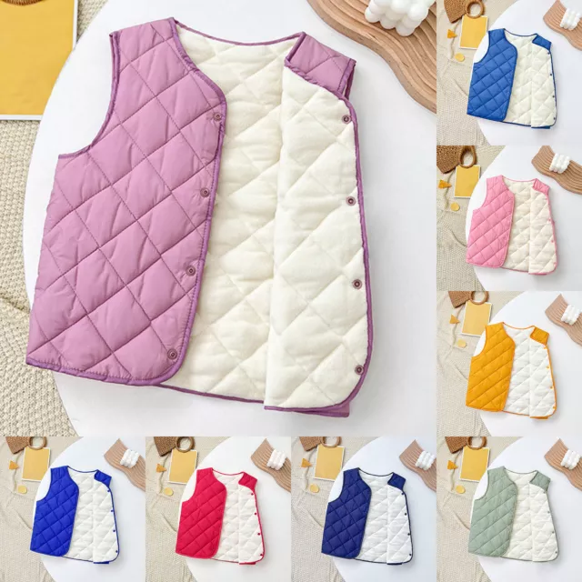 Toddler Children Kids Baby Boys Girls Winter Solid Coats Sleeveless Vest Jacket