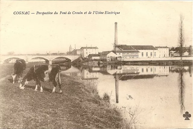 Carte Postale Cognac Perspective Du Pont De Crouin Et De L'usine Electrique