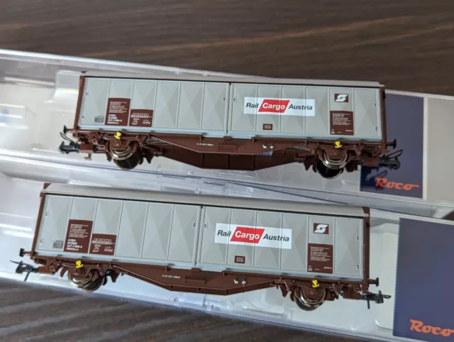 2 x Roco 76791 Schiebewandwagen Cargo RCA, ÖBB, Neuwertig H0 Österreich Austria