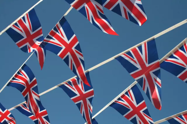 80th D-Day 6th June 10 Metre's Union Jack England Scotland Wales Flags Bunting