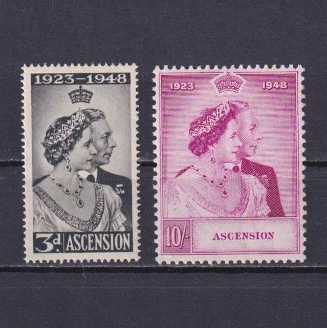 ASCENSION 1948, SG #50-51, CV £50, Silver Wedding, MNH