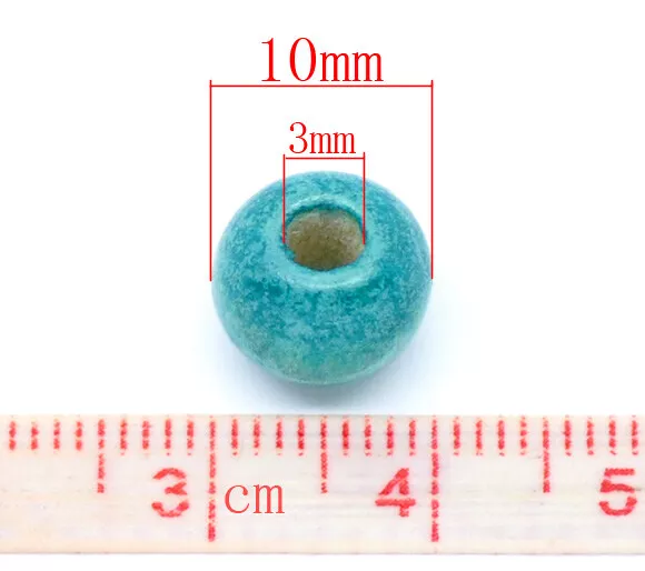 100 Wooden Spacer Beads Turquoise - Blue - 10mm x 9mm - J11037 2