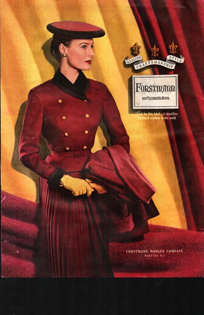 1954 Forstmann 100% Virgin Wool Fashion Ad  nostalgic b5