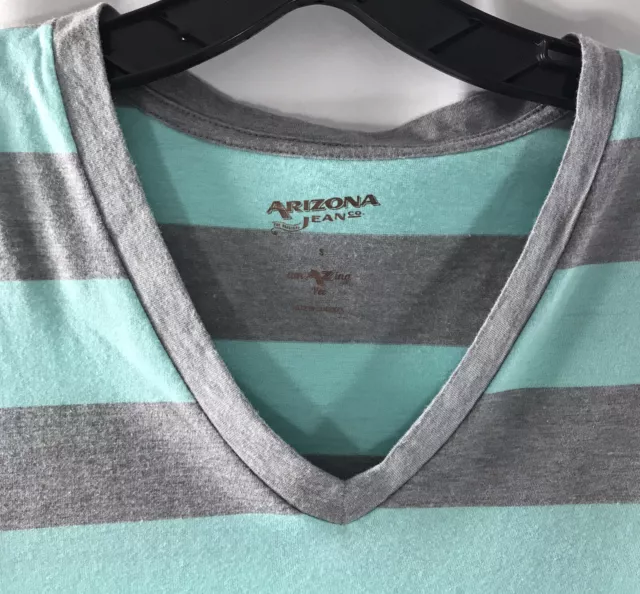 Arizona Jeans Women’s Short Sleeve V-Neck Tee Shirt T-Shirt S Small Blue Gray 3