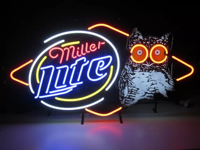 Miller Lite Hooters Owl Neon Light Sign 24"x20" Lamp Beer Bar Wall Decor Windows