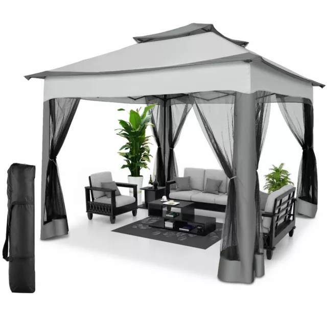 Pavillon 3,3x3,3m Gartenpavillon Gartenzelt Partyzelt Wasserdicht mit Moskitonet