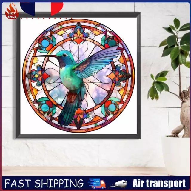 5D DIY Full Round Drill Diamond Painting Stained Glass Hummingbird Decor(A3058)
