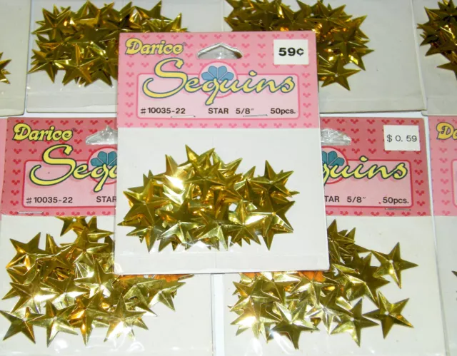 LOTE DE 650 LENTEJUELAS EN FORMA DE ESTRELLA DE COLOR DORADO 5/8" MANUALIDADES NAVIDEÑAS de DARICE NUEVAS CON ETIQUETAS