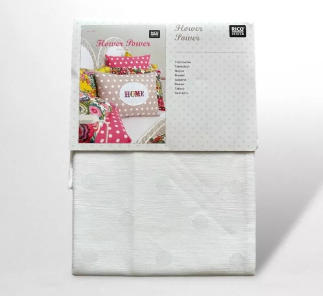 Rico Design Tischdecke ,,Decke Tupfen weiß’‘ No. 138 90x90cm, zum Besticken