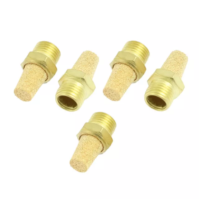 A● 5 Pcs 1/4" PT Thread Sintered Bronze Pneumatic Exhaust Silencer Muffler