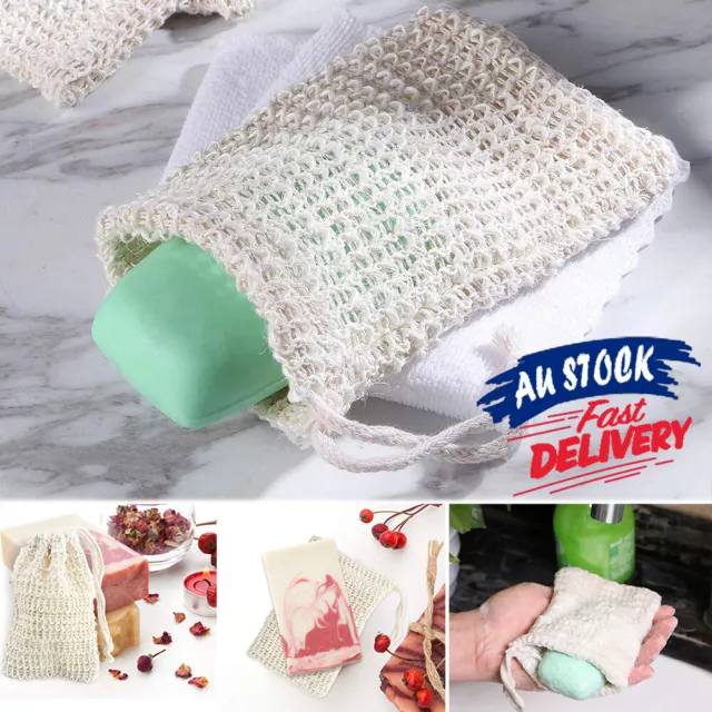 Soap Saver Bag Foaming Net Cleaning Natural Ramie Sponge Pouch Blister Mesh