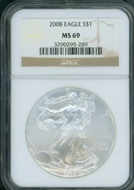 2008 American Silver Eagle ASE S$1 NGC MS69 MS-69 PQ+ BEAUTIFUL