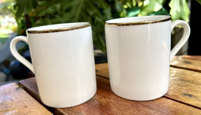Maxwell Williams White Gold Coffee Mugs, Unused, Set of Two