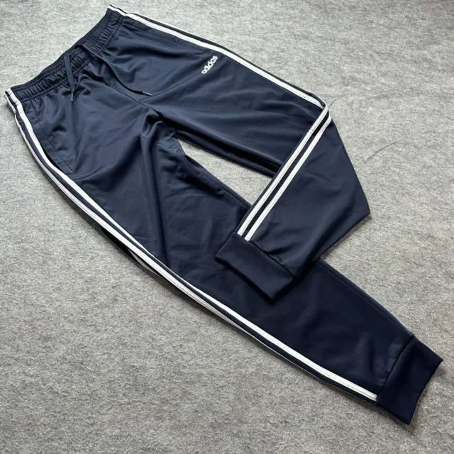 Adidas Track Pants Men M Blue 30" Essentials 3-Stripes Tapered Tricot Regular