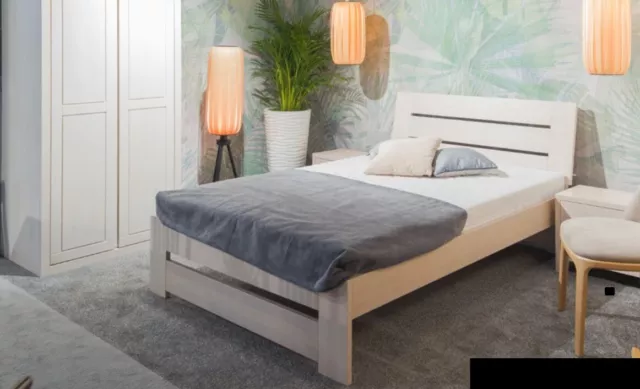 Lit Chambre à Coucher Set Complet Lits Avec 2 Nachttische 100x200cm Loft Massif