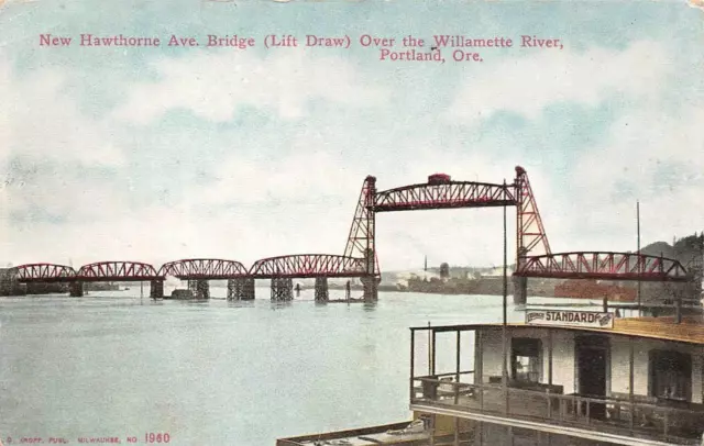 PORTLAND, Oregon OR   NEW HAWTHORNE AVENUE BRIDGE~Lift Draw   c1910's Postcard