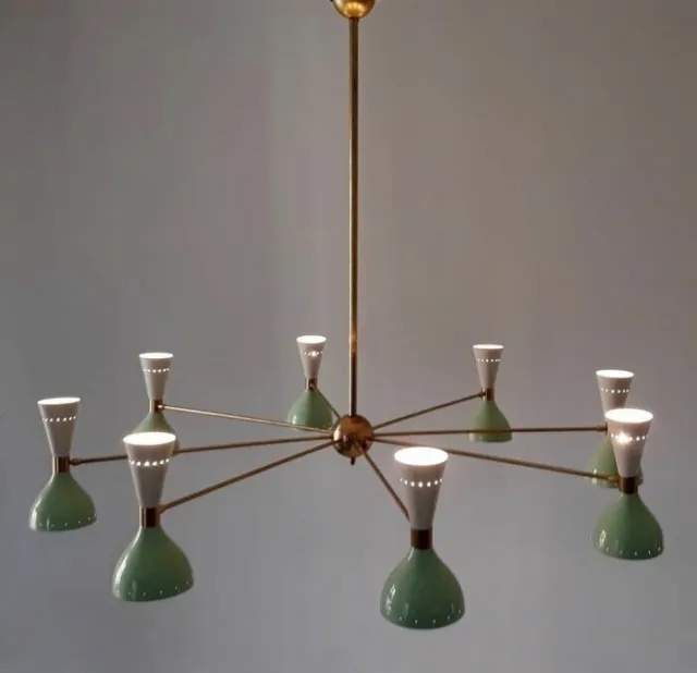 Italian Chandelier Style Stilnovo Mid Century 8 Arms Sputnik Ceiling Lights