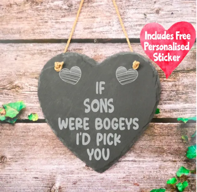 Son Gift Engraved Heart If * Were Bogeys I'd Pick You Nice Cute Slate Present