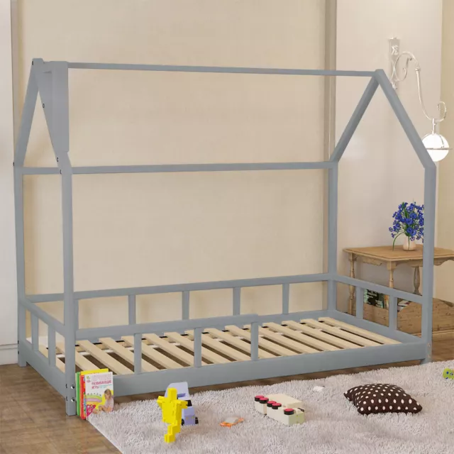 Wood Bed Frame Children Kids Toddler Bedstead Bedroom House Bed Frame Boys Girls