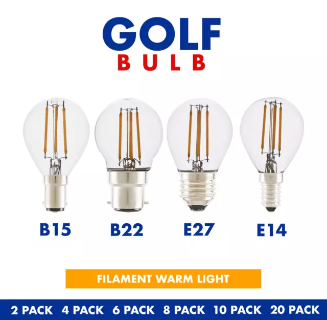 LED Filament Edison GOLF Bulbs E27 B22 E14 Light GOlf Ball Small Globe Lamp