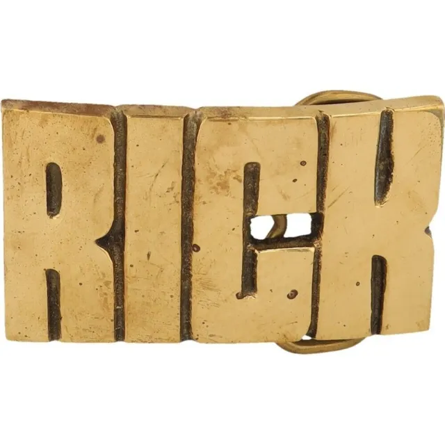 New Brass Rick Ricky Rickie Name Tag Hippie Hippy 1970s NOS Vintage Belt Buckle
