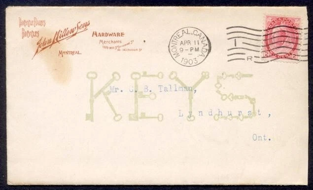 CANADA 2c QV LEAF 1903 KEYS ILLUSTRATED COVER