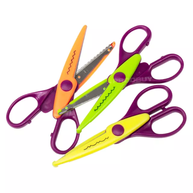 Set of 3 Pairs of Children's Craft Scissors Assorted Blades Art Card Paper Kids